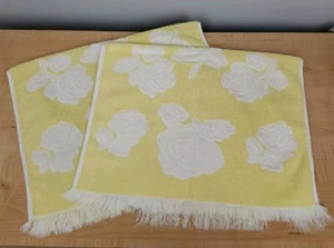 Asciugamano vintage rose gialle scolpite Martex cotone USA set di 2 - Foto 1 di 16