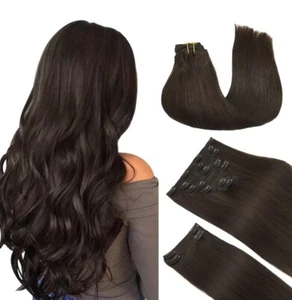 DOORES Seamless Clip in Hair Extensions Dark Brown - A:2#-24” - Picture 1 of 9