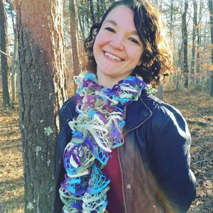 The Paschal - Handknit Pastel Blue, Yellow and Purple Ruffle Fashion Scarf - Picture 1 of 1