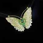 3.00Ct Round Cut Lab-Created Emerald Butterfly Brooch Pin 14K Yellow Gold Plated