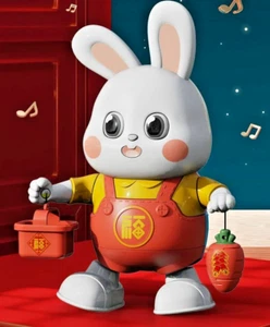 Electric Dancing Wine Opener Rabbit Robot Light Music Educational Toy Gift - Picture 1 of 6
