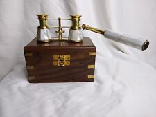 Antique Brass Binocular & Wooden Box Nautical Marine Gift For Mom and Dad