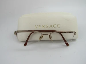 Versace Mod 1066 1053 Eye Glasses Brown Rectangular Half Frames W/ Case - Picture 1 of 6