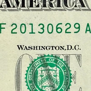 2013 Juni 29th Dollar 2013 Juni 29 Birthday 06/29 Fancy Serial Number Dollar - Bild 1 von 3