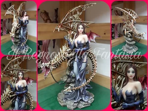 FAIRY ELFEN FEES HADAS FATA IN PIEDI VESTITO GRIGIO E DRAGO A SCHELETRO NO ALPES - Imagen 1 de 10