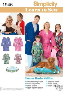 Simplicity Easy SEWING PATTERN 1946 Childs/Teens/Adults Robe & Pet bed - Picture 1 of 3