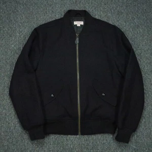 Wallace & Barnes Jacke Herren klein blau Wolle durchgehender Reißverschluss Bomber Taschen J Crew - Bild 1 von 10