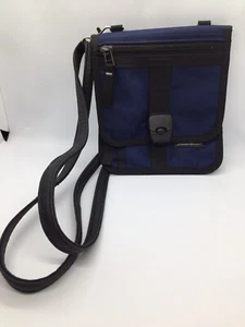 Eddie Bauer Cross Body Bag Zippered Multi Pockets Adjustable Navy Black GUC - Picture 1 of 4