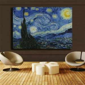 Vincent Willem van Gogh "The Starry Night" HD print on canvas huge wall picture - Picture 1 of 5