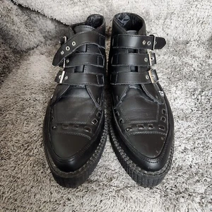 TUK 3 Buckle Boots 2014 Vegan Punk Goth Size 8 Men's - Size 10 Womens Witchy - Picture 1 of 10