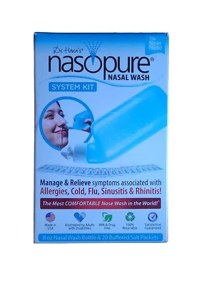 Kit de sistema de lavado nasal Dr Hana NASOPURE botella de 8 oz + paquete de 20 sal  Foto 1 de 3
