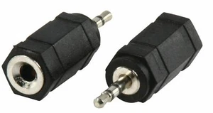 Twin Pack 3.5 mm MONO Female Socket to 2.5 mm Mini Jack Male Plug Audio Adapter - Picture 1 of 2