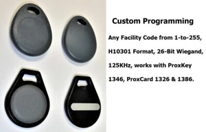 Custom Programmed Prox Key Fob H10301 format- Works with HID® 1326, 1386, 1346 - Picture 1 of 4