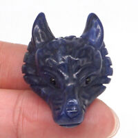Tête Loup Pendentif Texas Llanite Blue Opal Crystal Healing Stone Carving Collier