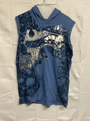 Sudadera con capucha Route 66 azul sin mangas talla XL Foto 1 de 3