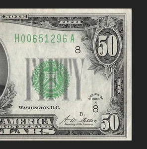 1928 A St Louis Fifty Dollar Bill H00651296A Gold Clause XF to AU Bright - Picture 1 of 10