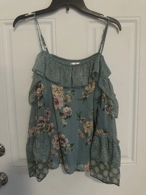 Xhilaration Women’s Ladies Whimsical Cold Shoulder Sheer  Lined Cottage Core Sm - Image 1 of 4