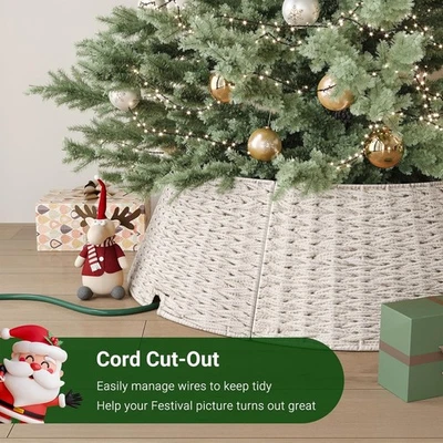 Christmas Tree Collar 28" Woven Christmas Tree Basket Xmas Tree Skirt Tree Ring - Image 1 of 4