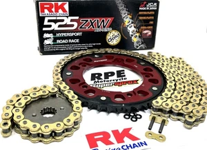 2001-06  GSXR1000 RED Supersprox RK 525ZXW -1/+1 Gold Chain and Sprockets Kit - Picture 1 of 4