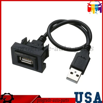 Dashboard Flush Mount USB Male to Female Extension Cable Adapter For Toyota - Image 1 of 4