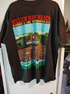 Vintage 1995 Million Man March - United 4 Ever Double Sided Rap Tee T-Shirt XXL - Picture 1 of 3