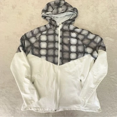 Chaqueta con capucha para correr Nike blanca y gris para mujer talla XL Foto 1 de 4