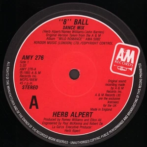 Herb Alpert 8 Ball 12" vinyl UK A&m 1985 in titled company sleeve AMY276 - Picture 1 of 3