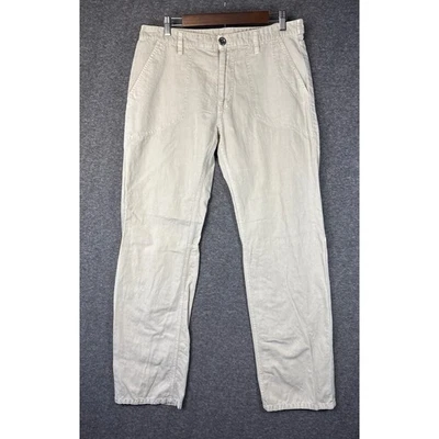 Pantalones ARMANI EXCHANGE AX Hombre Caqui Algodón Mezcla Lino Talla 33 x 31 Ajuste Cintura Foto 1 de 4