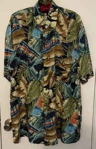 Vintage Robert Stock Hawaiian Shirt Sz L Silk Button Up Short Sleeve (C) - Picture 1 of 4