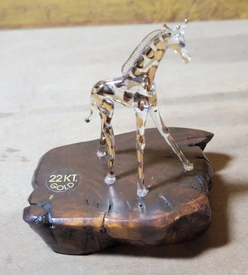 Jirafa de oro y vidrio 22kt soporte y jirafa de 3,5" Foto 1 de 2