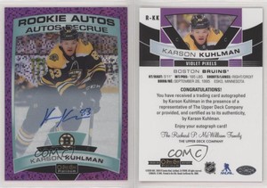 2019 O-Pee-Chee Platinum Autos Violet Pixels Karson Kuhlman #R-KK Rookie Auto RC