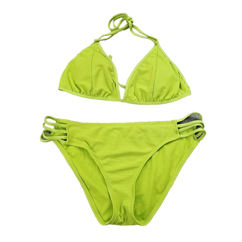 Women 2 PC Tankini Beachwear Swimsuit Beach Bikini Set Lime Green Neon Size XL - Image 1 of 4