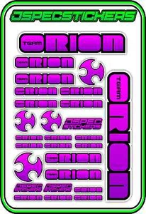 TEAM ORION RC STICKERS ESC MOTOR BRUSHLESS VORTEX CAR BUGGY JSPEC PURPLE PINK B - Picture 1 of 8