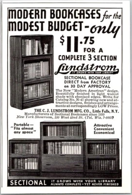 IMPRESIÓN ANUNCIO 1937 Lundstrom Sectional Barristers Librería PEQUEÑA 3 x 4 Foto 1 de 3