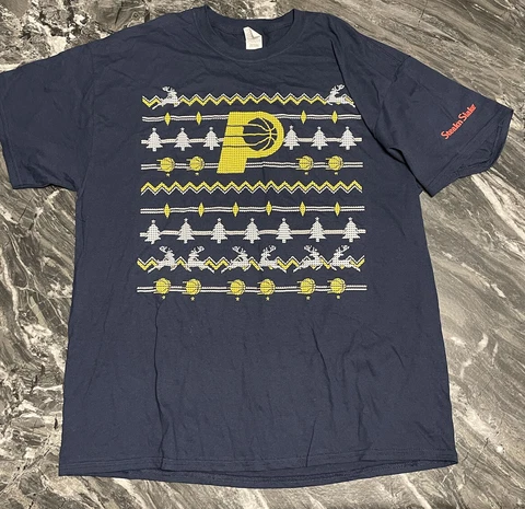 Indiana Pacers SGA Steak & Shake Ugly Christmas Sweater Graphic T Shirt Navy XL Cover