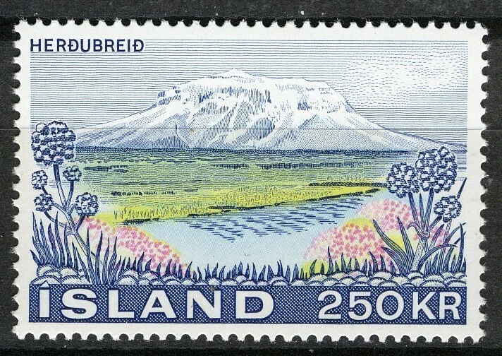 Islandia 1972, 250 Kr Paisaje, Herdubreid VF MNH, Mi 460 Foto 1 de 1