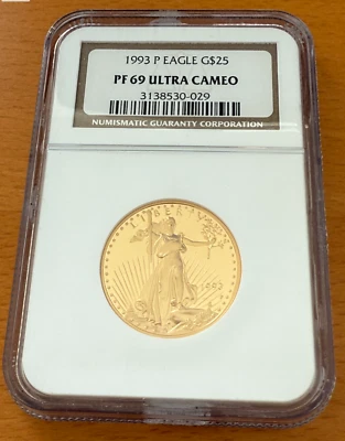 US 1993 P Gold 1/2 oz $25 NGC PF69UC Proof Gold Eagle - Image 1 of 2
