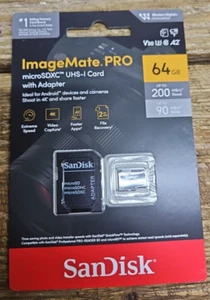 SanDisk 64GB ImageMate PRO microSDXC UHS-1 Memory Card with Adapter SDSQXBZ-064G - Picture 1 of 2