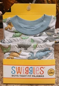 BRAND NEW  BOYS SIZE 12 MONTHS  SWIGGLES TIGHT FIT DINOSAUR PAJAMA SET  - Picture 1 of 4