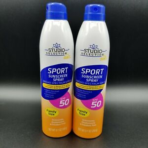 Studio Selection Sport Sunscreen Spray SPF 50 9.1oz Exp 2/2022 (2) Pack New 
