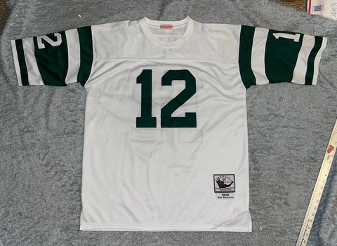 Mitchell Ness Throwbacks 1968 New York Jets NAMATH White Sewn Jersey XL 50 Mens Cover