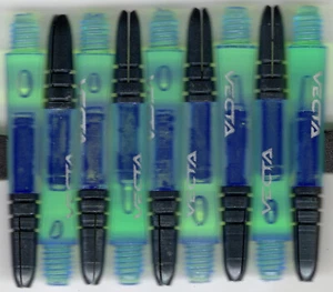 WINMAU VECTA Green Short Polcarbonate/Aluminum Top Dart Shafts: 1 set of 3 - Picture 1 of 4