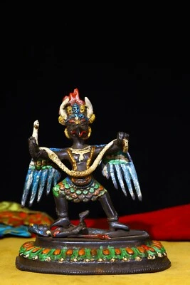 Estatua de latón budismo tibetano 18 cm pájaro alado dorado estatua de Buda Foto 1 de 4