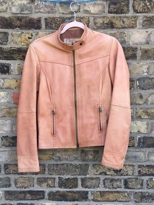 Apricot Brown Vera Pelle Short Ultra Soft Leather Zip Up Jacket - fits S, 8/10 - Image 1 of 4