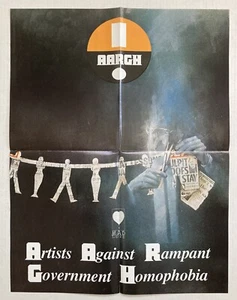 ARTISTS AGAINST RAMPANT GOVERNMENT HOMOPHOBIA POSTER AARGH MAD LOVE VTG 80S LGBT - Picture 1 of 15