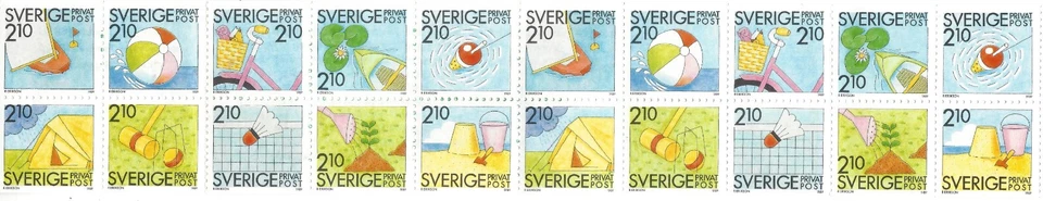 Suecia Scott #1739-1748a MNH folleto de 20 estampillas 2,10 k 1989 verano CV 38,00 Foto 1 de 1