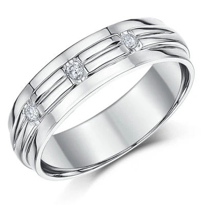 Palladium Diamond Ring Solid Palladium 950 Grooved Polished 6mm Wedding Band - Image 1 of 2