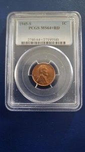 1945-s Lincoln cent PCGS MS64 RD - Picture 1 of 2