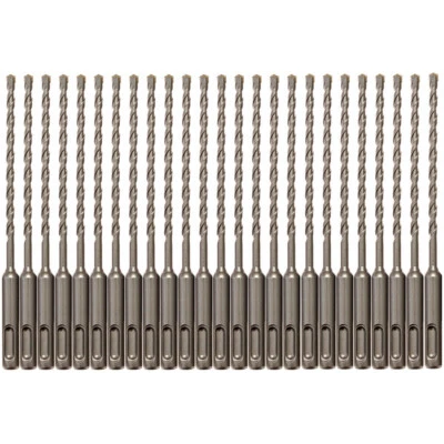 DRILLFORCE 25PCS SDS Plus 1/4" X6" Rotary Hammer Concrete Masonry Drill Bit Carbide Tip