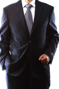 MENS 2 BUTTON SUPERIOR 150S PR WOOLFEEL NAVY 3PC VSTD SUIT SML-S60512V-60503-NAV - Picture 1 of 6